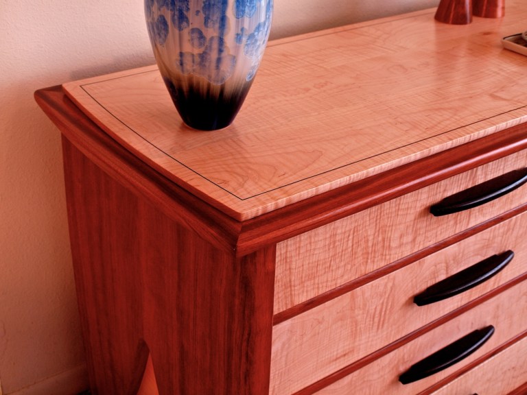 bubinga & curly maple dresser 2
