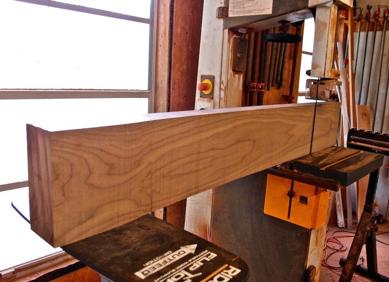 band sawing sleigh bed post