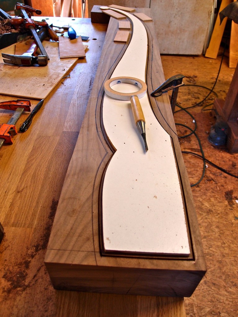 installing inlay in sleigh bed post